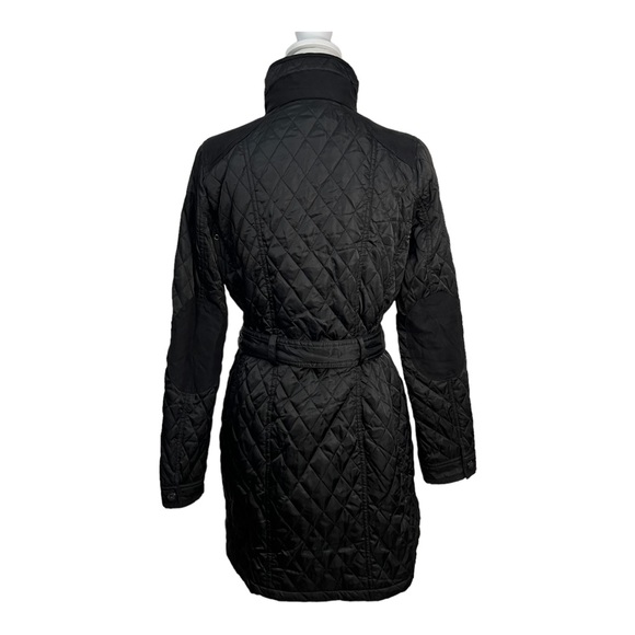 Vince Camuto Women's Quilted Jacket Size Small Belted Black Faux Suede Trim - Picture 3 of 15